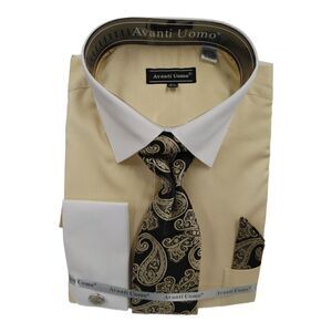 MEN'S AVANTI UOMO MICRO STRIPE  SHIRT WITH FRENCH CUFF & POCKET SQUARE DN129M.